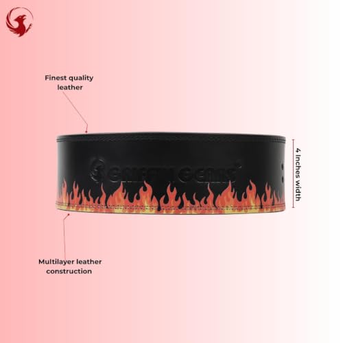 Image of 10MM UV Print Designer Lever Gym Belt | Custom Powerlifting Belt | 100% Full Grain Genuine Leather | IPF Standard | Warm Fire Belt with Black Buckle | Size Large