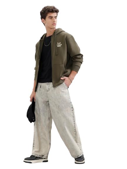 WROGN Men's Comfort Fit Hooded Sweatshirt | Olive Casual Hoodie in olive