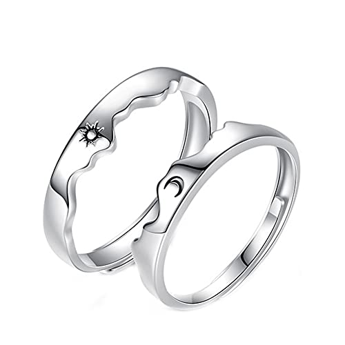 Matching Rings for Couples Promise Statement Rings for Her and Him Set Sun Moon Couple Rings Best Friend Rings for 2