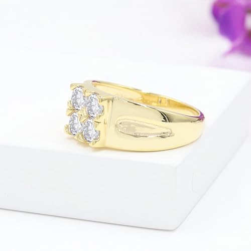 Bague diamant moissanite en argent 925 plaqué or jaune 18k