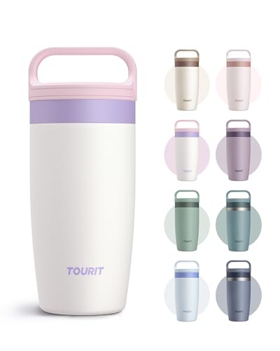 TOURIT Travel Coffee Mug 16 oz Pink Purple