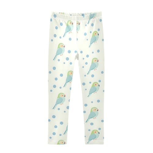 Cute Parrot Girls Leggings Ultra Soft Compression Yoga Gym Pants for Kids 4-10T