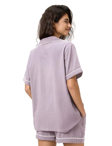 Image of BESTOUCH Womens Pajama Sets: 100% Cotton Muslin Linen Feel | Button Soft Comfy Breathable Classic Sleep Pjs 2 Piece