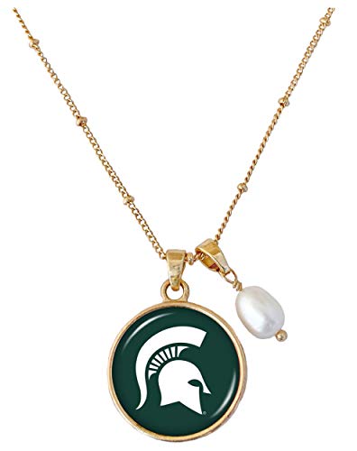 Michigan State Diana Gold and Pearl Saturn Style Necklace Jewelry Gift MSU