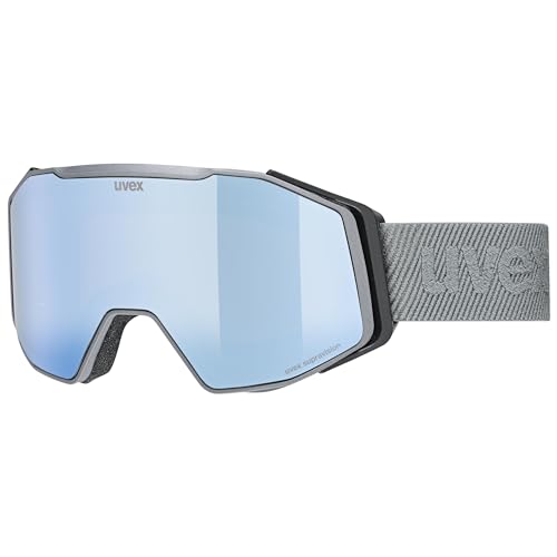 uvex gravity FM - stylische, verspiegelte Skibrille mit Anti-Fog-Beschichtung und Over-The-Glasses-Konstruktion für Damen und Herren - rhino matt/ice-orange - one size