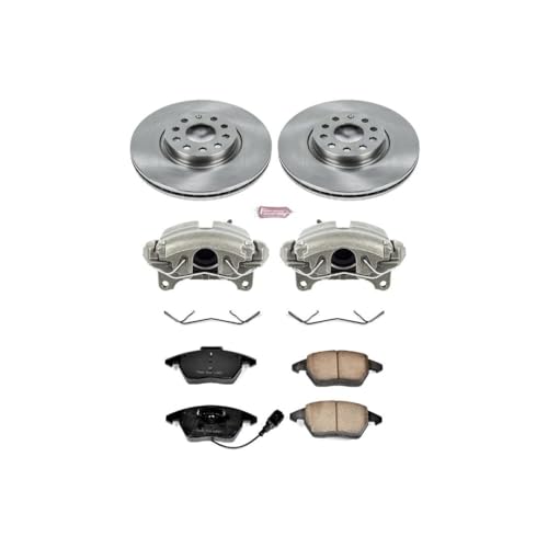 Image of PowerStop Front Brake & Caliper Kit for Audi A3 2006-13 |A3 Quattro 2006-13 |TT 2008-09 |TT Quattro 2009-15 - Z17 Ceramic Brake Pads + Disc Rotors + Calipers Replacement, KCOE2259A