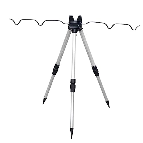 Trípode de soporte para caña de pescar, soporte plegable para caña de pescar para ríos y bancos, 60 cm, color negro y dorado