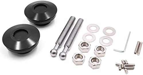 XYWHPGV Black Round Aluminum Alloy Car Push Button Hood Pins Lock Clip Quick Latch Kit(ab8e9 c1f87 13c8c af71c aa895 3bf1c