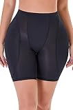 YINGKE Femme Culotte Sculptante Rembourrée Taille Haute Shapewear Remonte Fesses avec Coussinet Amovible (S, 1 Noir)