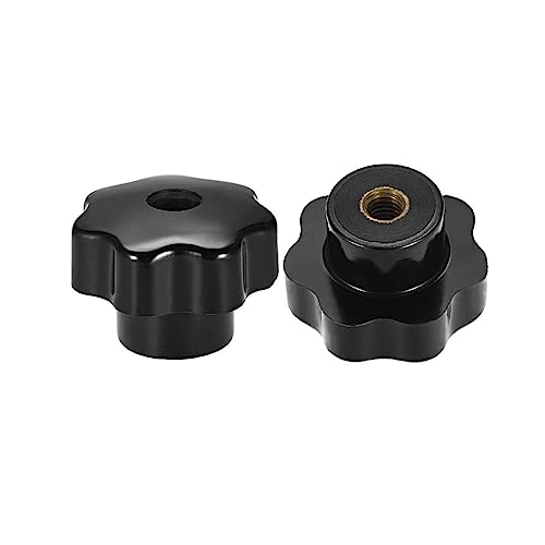 TA-VIGOR 2Pcs Star Knob Grip Handle M8 x 50mm Dia Brass Insert Female Thread Black, M8-50mm Dia