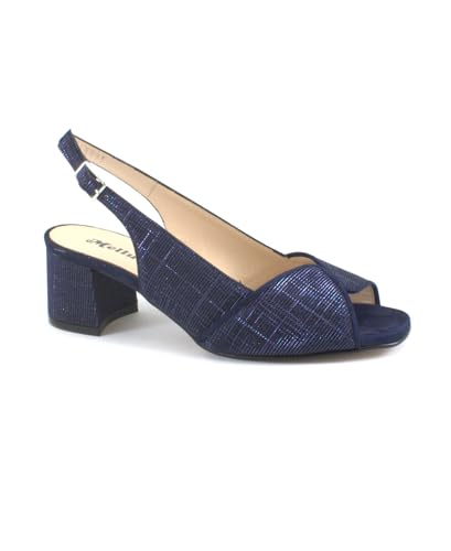 Sandales Melluso S634 bleu nuit à talon pour femme en tissu pailleté