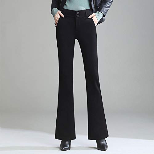 Van Royal Women's Classic Fit Straight Leg Suit Pant High Waist Elastic Trousers Dress Pants (Black Flared Inseam Long, 6) #TOP5