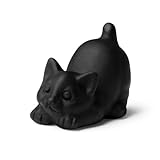NUKAYAI Black Cat Decor Statue Obsidian Crystal Cat Figurines Carved Room Decor for Desk Lazy Sculpture Handcrafted Healing Stone Natural Gemstones Spiritual Gifts for Cat Lovers