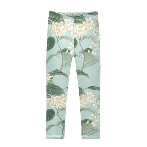 ALAZA Girls' Leggings Children's Yoga Pants Skinny Printed Dance Osmanthus Fragrans Pastel Comfortable 4T
