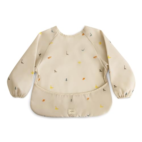 Image of mushie Long Sleeve Baby Bib | Mess Free & Waterproof Fabric for Toddlers | Adjustable Fit for Ages 6-24 Months