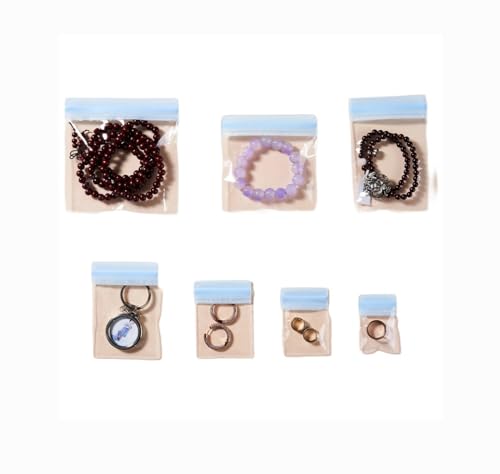 Werwing Bolsas de almacenamiento de joyas de PVC, reutilizables, organizador de varios tamaños (4-12 cm) para aretes, collares, viajes (azul)