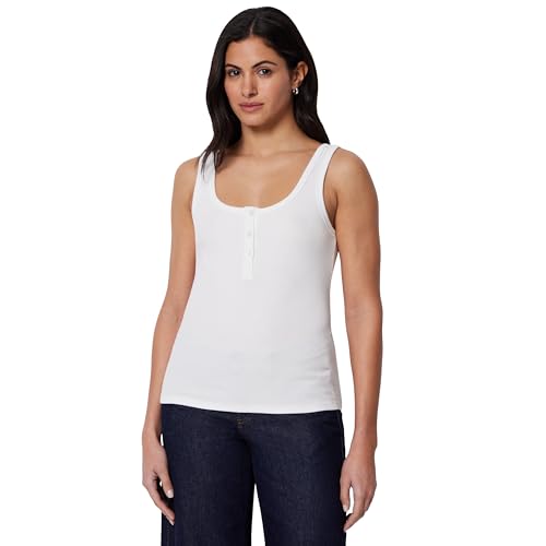 Amazon Essentials Womens Slim-Fit Ribbed Henley Tank White Large