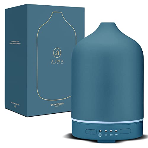 Ajna Aroma Diffuser For Essential Oil And Aromatherapy- Large Room Diffuser With Ionic Technology - Room Vaporizor, Humidifier, Diffuser With Cool Mist - 3 In 1 Gift Set - Blue Teal (250 Ml) #TOP12
