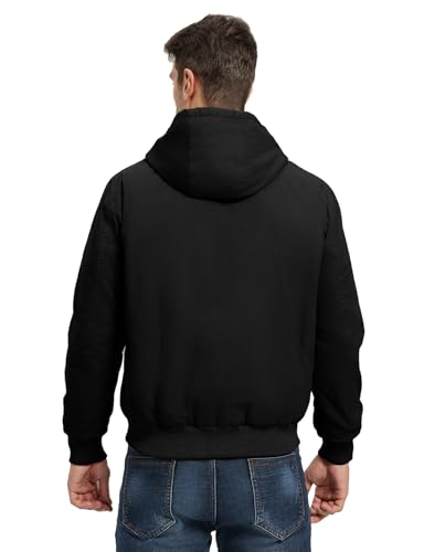 BGOWATU Men's Cotton Work Jacket Insulated Flannel Lined Full Zip Hoodies Active Winter Coat with Utility Pockets3