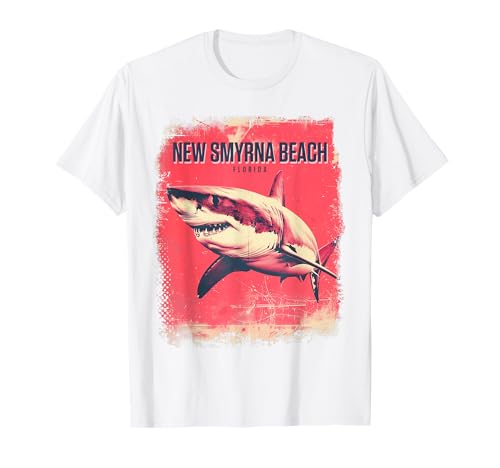 Souvenir vintage con squalo retrò di Smyrna Beach Florida FL Maglietta