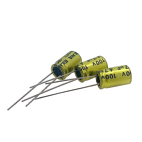 Cermant 10Pcs 4.7uf 100V Non-Polarized Electrolytic Capacitor - 10x17mm(0.39x0.67in) NP Capacitor for Audio Tweeter Frequency Divider