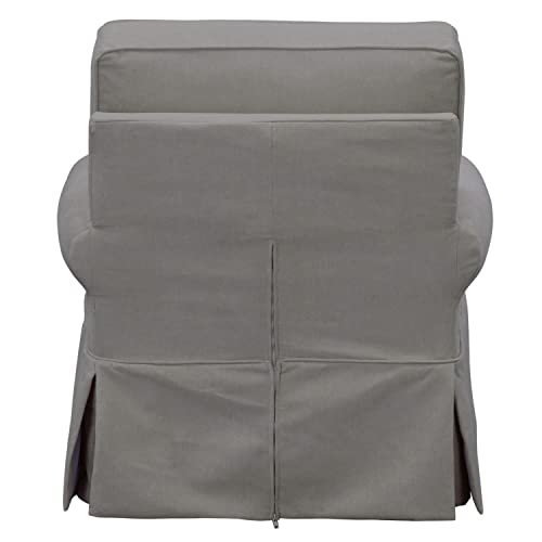Sillón con patas giratorias y otomana gris miniatura 3