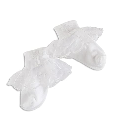 White Sock with Cross Accent for Baptism, Christening or First Communion3