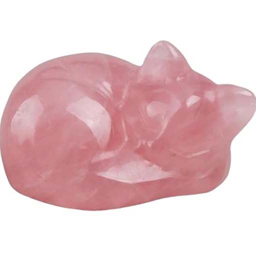 Estatuilla de Gato de Cristal Rosa de 1.5" - Estatuilla de Gato Durmiente Tallada a Mano, Decoración de Mesa para Amantes de Gatos, Regalo de Piedra de la Suerte para Hogar, Oficina o Colección | Ya disponible en tu tienda friki favorita! En mundofriki.es!