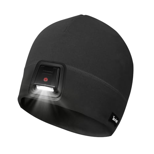 Taximi Wintermütze mit Lampe - Sport Mütze LED Beanie Herren Damen, Beleuchtet Mütze LED Wiederaufladbar USB für Jogging Laufen Fahrrad