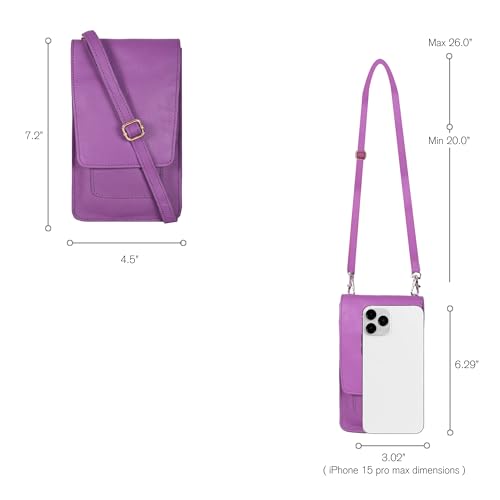 Image of Oak Leathers Small Crossbody Bag For Women - Mini Cell Phone Purse - Crossover Wallet Bag With Adjustable Shoulder Strap