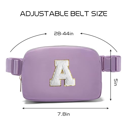 gitus birthday gifts for 8 9 10 11 12 13 year old girls personalized fanny pack crossbody bags with initial letter patch belt bag for teen girls cute trendy stuff travel essentials lavender-a