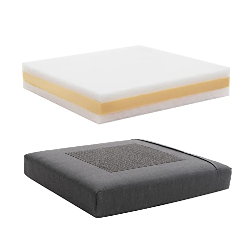 Lebenliebe Outdoor Chair Seat Cushions For Patio Furniture 27.6X27.6 Inch Thick Seat Cushion For Foot Stool Weather-Resistant Garden Sofa Couch Cushions,Dark Grey #TOP1