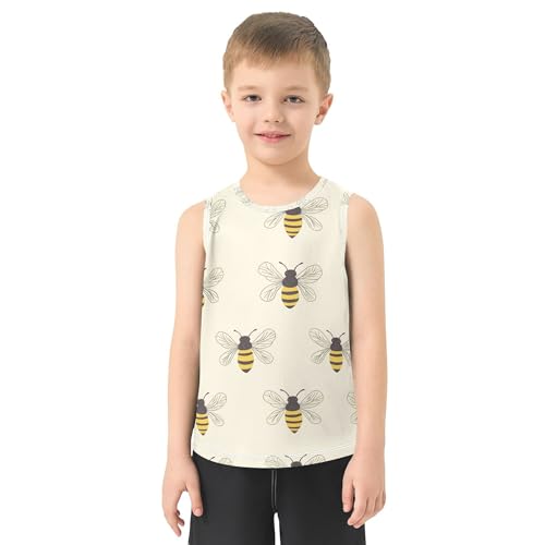 JUNZAN Cartoon Cute Bees Boys Athletic Tank Top Sleeveless Toddler Vest Sports Shirts Youth for Beach Travel Sports 3T2
