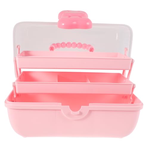 HONMEET プリンセスジュエリーボックス ヘアアクセサリーオーガナイザーボックス 女の子用 3つのコンパートメント かわいいリボン装飾 多目的収納