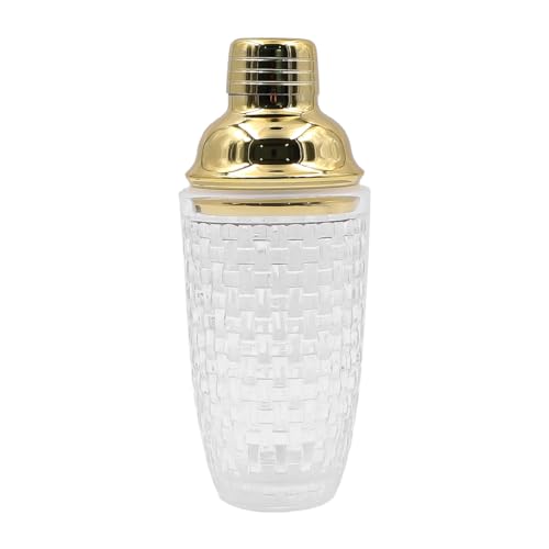 Glass Cocktail Shaker 400ml Drinking Shaker Drink Mixer Bartender Set Strainer Bar Tool Martini Shaker for Home Wedding Kithen Dining Families Golden