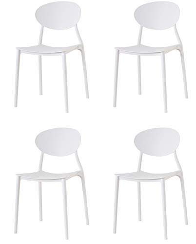 Baroni Home Sillas de PVC, Polipropileno, Color Blanco, 50D x 46W x 82H cm,4 Pezzi