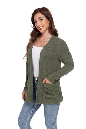 Image of GRECERELLE Womens Long Sleeve Lightweight Open Front V-Neck Casual Cardigan Sweaters Outerwear with Pockets 2025, S-2XL