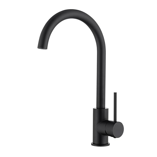 Decaura Kitchen Sink Mixer Tap, Lead-Free Stainless Steel Utility Laundry Sink Tap with 360 Swivel Spout, WELS 6.5L/min (Matt Black)