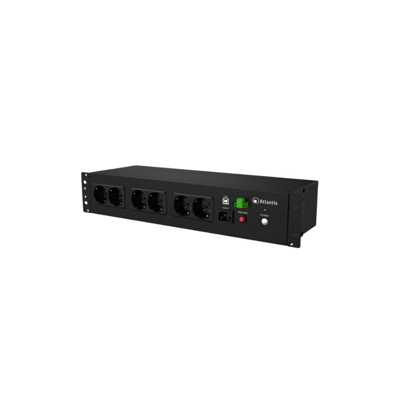 UPS ATLANTIS A03-PDU1000-RC RACK OFF LINE 800VA (480W) para RACK 19" Corto (153 mm) Batería 12V 9Ah 8P SCHUKO