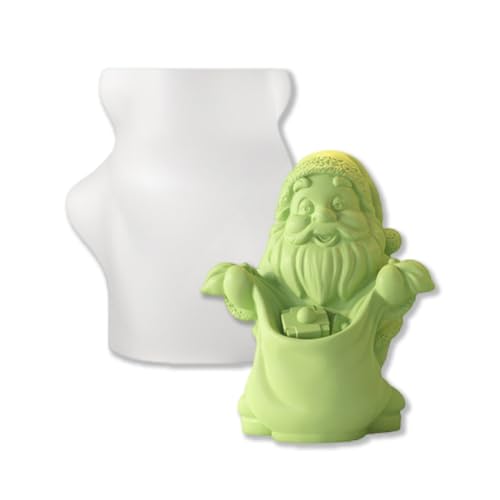 Cestony Santa Claus Holding a Bag Shape Silicone Mold for Making Candle Resin Pillar Aromatherapy Candles Wax Soap Flower Specimen Clay Craft