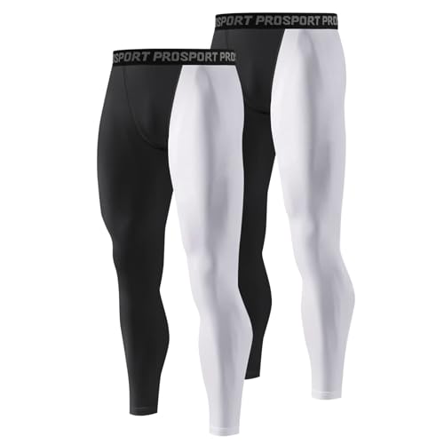 Hotfiary 2 Pack Men's Compression Pants Tights Active Leggings Athletic Base Layer Bottoms for Running Workout Basketball