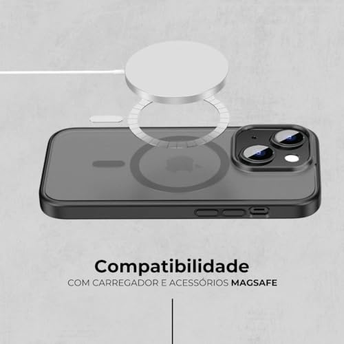 AZ Matte Capa Anti Impacto Compatível com iPhone 15 Magsafe - Preto