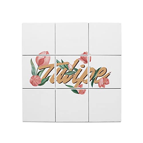 Carreaux Céramique Décoratif Motif Floral Tulipe 45,6x45,6cm Tableau Mural Faïence Maison