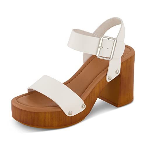 Image of Dune London Women's Peru Faux Wood Sandal +Comfort Foam & LiteSole Technology, Wide Widths Available, White 8 UK