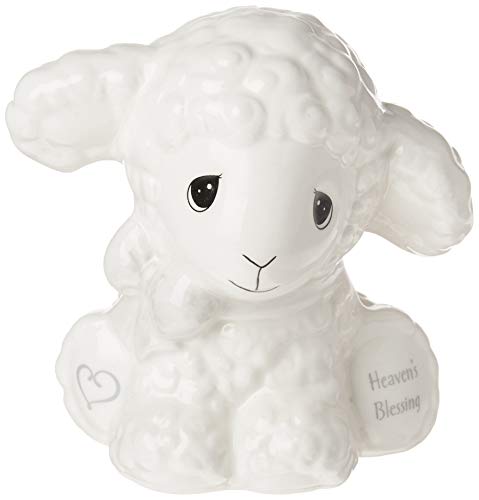 Precious Moments Heaven’s Blessing Lamb Piggy Bank, Great Gift for Baptism, Birthday, Baby Shower, Crafted of White Glazed Ceramic, 192435