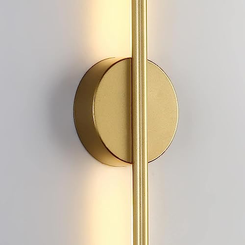 Image of Groeien Metal Modern LED 3 Color Long Wall Sconce Gold Wall Light for Bedroom Living Room Corridor Lighting Fixtures Wall Mount(Warm+Natural+Coolwhite)(Gold Wall Light01)