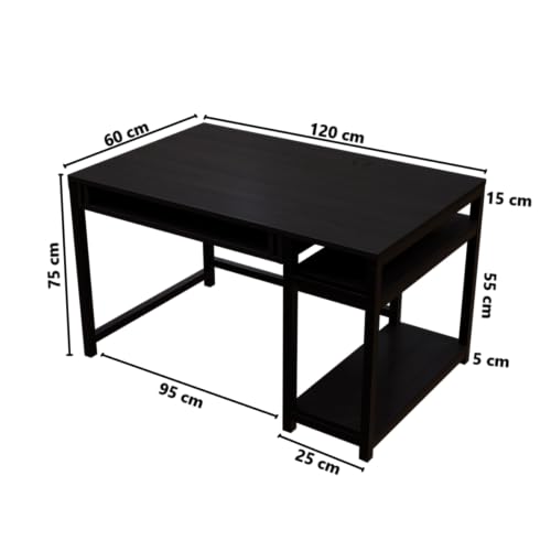 Image of Riyan Luxiwood Carter Computer Table with or Without Keyboard Tray I Made MDF I Large Study Table Size 120x60x75 Cm (with Keyboard Tray, Brown)