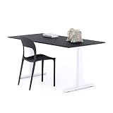Mobili Fiver, Scrivania Fissa Clara 160x80 Nero Cemento con Gambe Bianche, Nobilitato/Alluminio/Acciaio, Scrivania moderna per Ufficio