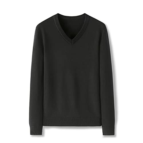 Suéter de Punto para Hombre, Jersey de Color sólido con Cuello en V, Top de Manga Larga a la Moda, cómodo, Informal, versátil, Atractivo para Negocios 3XL Cover