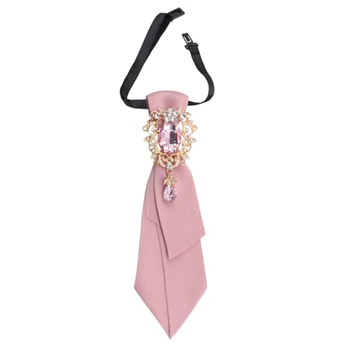 GHTIYLP Rhinestone Ties for Women Adjustable Womens Tie with Crystal Pre-Tied Necktie for Women Girls Ladies School Daily (Pink)
